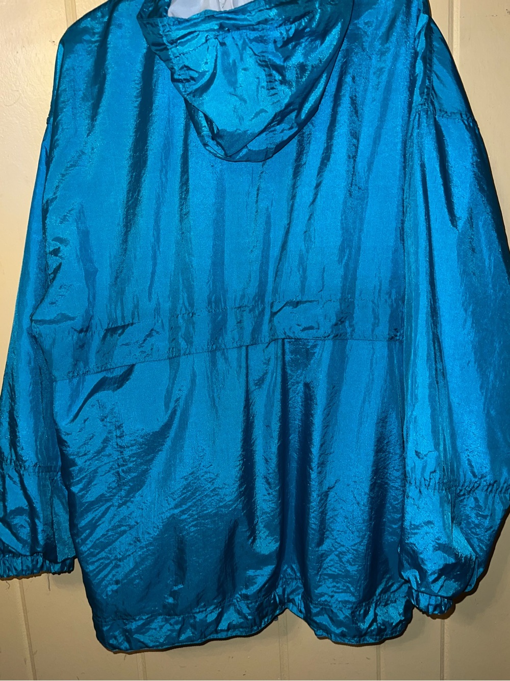 Mighty Mac Blue Nylon Outdoor Hooded Retro Windbreaker Rain Jacket 90’s Size L - Picture 8 of 12